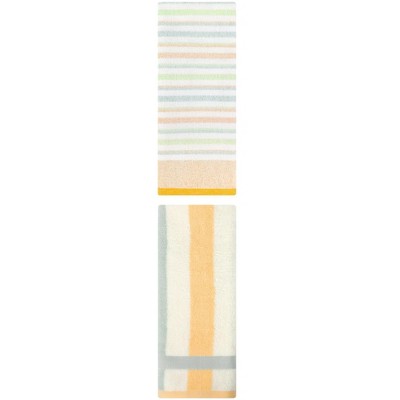 REGALWOVEN Striped Pattern Cotton Bathroom Hand Towels for Home Decor 13" x 29"/13" x 27" 2 Pcs