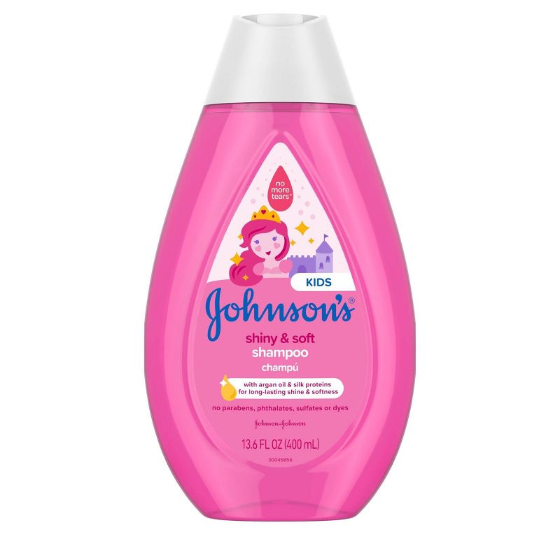 Johnson&#39;s Kids Shiny &#38; Soft Shampoo with Argan Oil &#38; Silk Proteins, for Toddlers&#39; Hair - 13.6 fl oz, 1 of 9