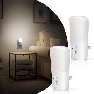 YANSUN 1 Watt Plug-in LED Night Light with Light Sensor and Slide Dimming White 5000K 2-Pack - 1 of 1