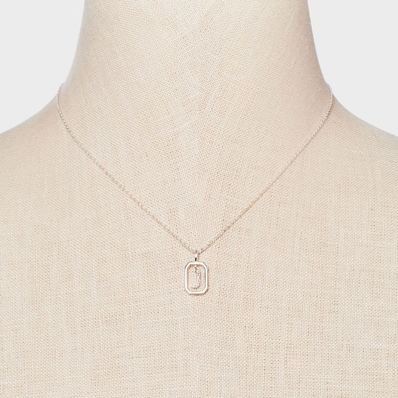 Silver Plated Cubic Zirconia Initial Pendant Necklace - A New Day™ Silver, 3 of 6