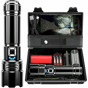 MaseiKar Flashlight 2000 High Lumens Rechargeable - 30W Super Bright LED Flash Light | 5000ft Beam & 12H Long Lasting USB C High Powered ,black - 1 of 4