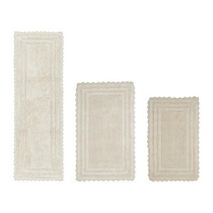 Lilly Crochet Collection 100% Cotton Tufted Reversible 3-Piece Bath Rug Set – Super Absorbent, Machine Washable Bathroom Mats with Crochet Pattern - 1 of 4