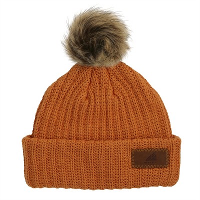 Image of Arctic Gear Infant Cotton Cuff Winter Hat with Pom Russet Orange with Shepard Pom