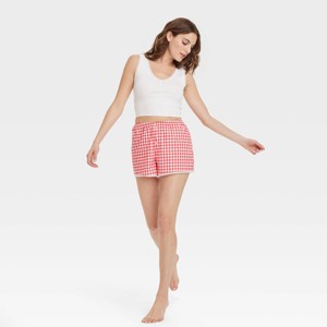 Women's Lace Trim Boxer Pajama Shorts - Colsie™ - 1 of 3