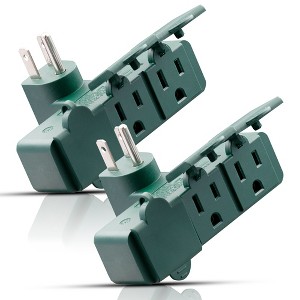 ELEGRP 3 Prong Weatherproof 3-Outlet Extender Adapter, Heavy Duty Triple Grounding Outlet Power Extender with Dust proof Cover, ETL Listed, Green 2PC - 1 of 4