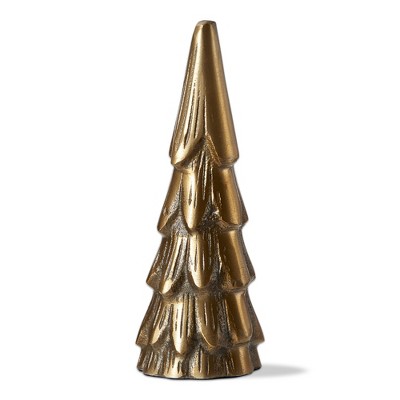 TAG Cast Aluminum Gold Metal Christmas Tree Decor Small for Tabletop or Mantel, 6 inch
