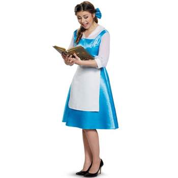 Disney Princess Belle Blue Dress Tween/Adult Costume, Adult Large (12-14)