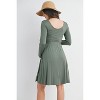 Hello Miz Women's Scoop Neck Long Sleeve Maternity Tie Waist Dress - 3 of 4