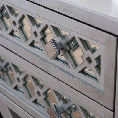 Silver Leaf Mirrored 2-Drawer X Base Nightstand