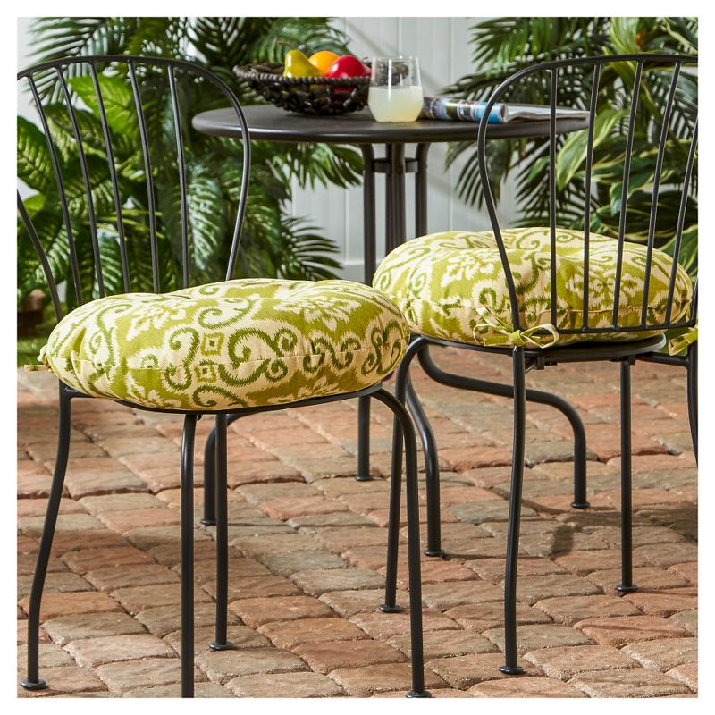 Set of Two 18" Shoreham Ikat Outdoor Bistro Chair Cushions - Kensington Garden, 3 of 7