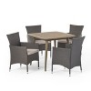 Christopher Knight Home Coronados Outdoor Acacia Wood and Wicker 5 Piece Dining Set with Cushions - 2 of 4