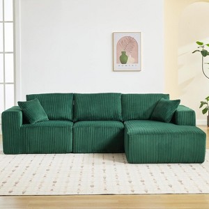 108" Sectional Couch Cloud Modular Modern L-Shaped Sofa with Chaise Lounge, Corduroy Fabric, No Assembly Required - 1 of 4