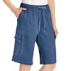 Collections Etc Versatile Double Cargo Pocket Denim Bermuda Drawstring Shorts - 2 of 4