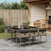 vidaXL Patio Dining Set with Cushions Table and Chairs Outdoor Poly Rattan - Gray Glass 6 Piece - 2 of 4