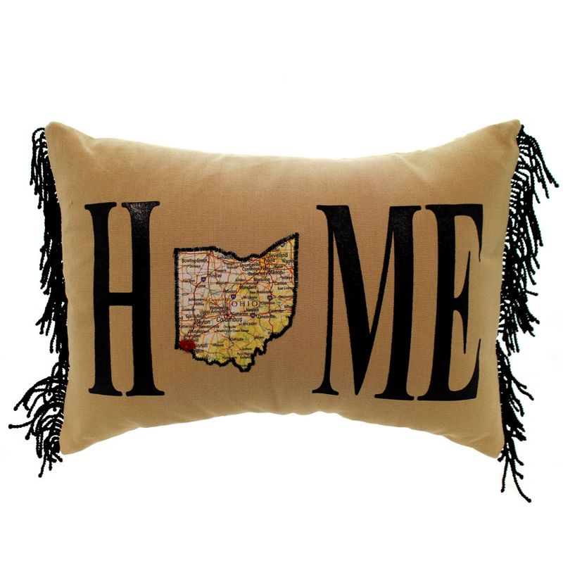 Home Decor 10.5 Inch Ohio Fringe Heart Cincinnati Oillow Hand Made America Novelty Plush Pillows, 1 of 4