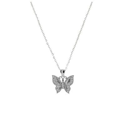Sterling Silver Crystal Butterfly Pendant Necklace, 18 inches