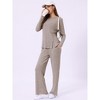 INSPIRE CHIC Women's Crewneck Split Hem Soft Long Sleeve with Pocket Knit Pajamas Set - 3 of 4