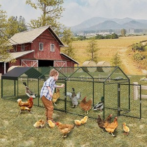 Metal Chicken Coop,  Chicken Runs for Yard with Waterproof Cover, Portable Chickens Coop, Walk in Hen House - 1 of 4