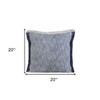 20" X 20" Dark Blue And White 100% Cotton Abstract Zippered Pillow - 3 of 4
