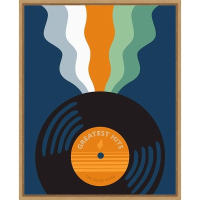 Retro Mixtape and Vinyl III Canvas Print with Maple Frame