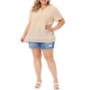 Agnes Orinda Women's Plus Size Pin Dots Notched V-Neck Dressy Trendy Fashion Casual Summer Blouses - 2 of 4