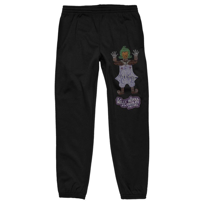 Willy Wonka & the Chocolate Factory Oompa Loompa Men’s Black Sweatpants, 1 of 2