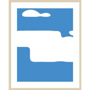 33" x 41" Improvisation with blue and white by Alex Caminker Wood Framed Wall Art Print - Amanti Art - 1 of 4