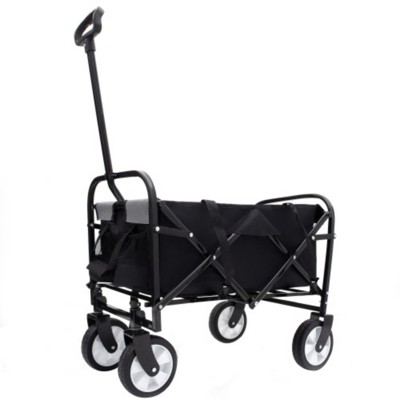 FURNIinspire Outdoor Serving Carts 225lbs Collapsible Foldable Wagon Cart Beach Wagon Utility Cart for Sports Gardeing, Black, 25.98"*17.32"*37.4"