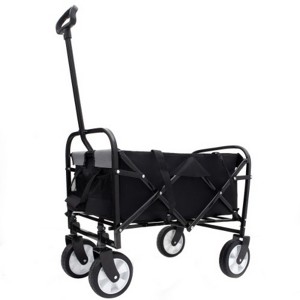 FURNIinspire Outdoor Serving Carts 225lbs Collapsible Foldable Wagon Cart Beach Wagon Utility Cart for Sports Gardeing, Black, 25.98"*17.32"*37.4" - 1 of 4