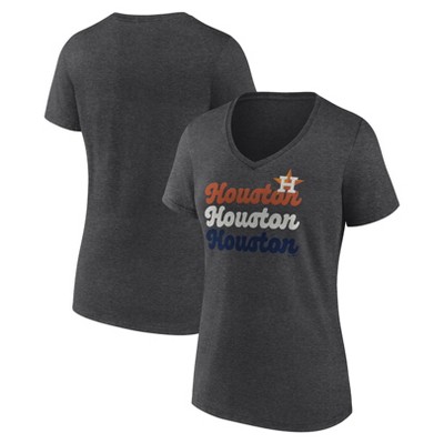 MLB Houston Astros Women's Gray Short Sleeve V-Neck T-Shirt