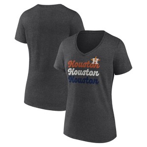 MLB Houston Astros Women's Gray Short Sleeve V-Neck T-Shirt - 1 of 3