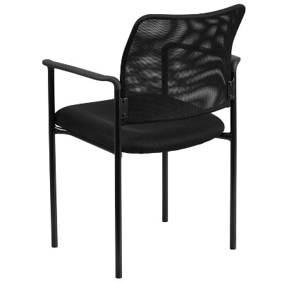 Black Mesh Stackable Steel Visitor Chair with Arms