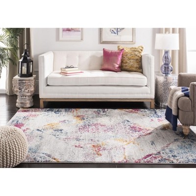 Gray and Fuchsia Synthetic Flat Woven 6' x 9' Area Rug