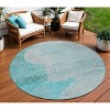 Teal Blue And Beige Geometric Washable Indoor Outdoor Area Rug - 2 of 4