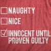 Womens Naughty Nice Innocent Until Proven Guilty T Shirt Funny Xmas Santas List Joke Tee For Ladies - Crazy Dog Women's T Shirt - 2 of 4