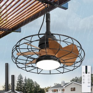 Arceso 18" IP65 Waterproof Gazebo Fan for Patio with LED Light and Remote, Quiet DC Motor and 6 Speeds - 1 of 4