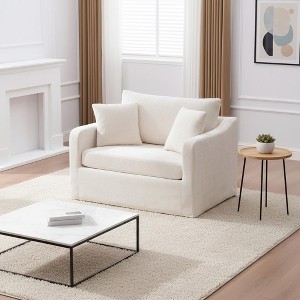 Merax Wide Chenille Farmhouse Accent Chair - 1 of 4