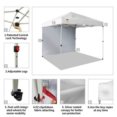 Beige 8x8 Pop Up Canopy Tent with Side Wall