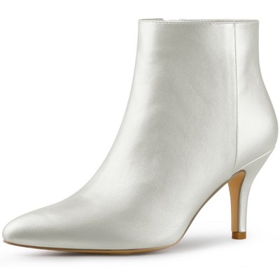 Allegra K Women's Halloween Pointed Toe Zipper Stiletto Heel Ankle Boots