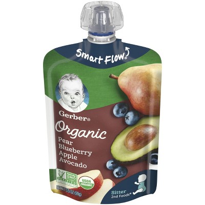 Gerber Sitter 2nd Foods Organic Pear Blueberry Apple Avocado Baby Food Pouch - 3.5oz