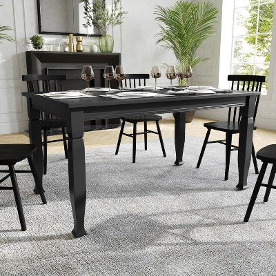 Grace 60" Black Solid Wood Dining Table with Turned Legs