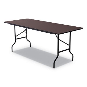 Iceberg OfficeWorks Classic Wood-Laminate Folding Table, Curved Legs, Rectangular, 72" x 30" x 29", Walnut - 1 of 2