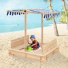 Safstar Kids Wooden Sandbox with Canopy & Foldable Bench Seats - 2 of 4