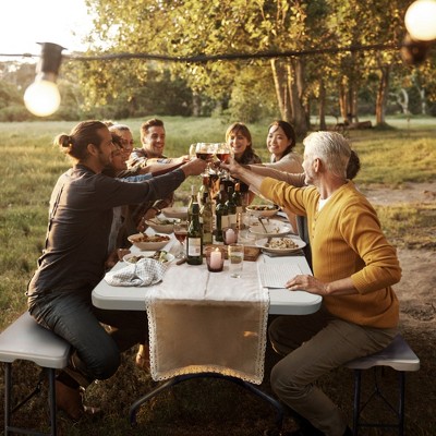 White Rectangular 6-Foot Folding Plastic Outdoor Table