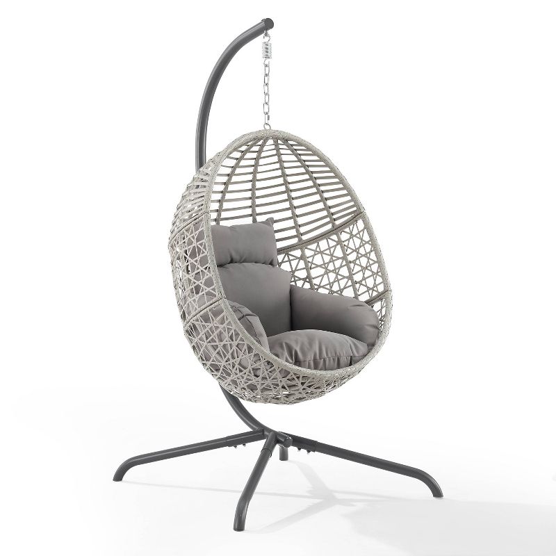 Lorelei Indoor/Outdoor Wicker Hanging Egg Chair - Gray/Light Gray - Crosley, 1 of 14