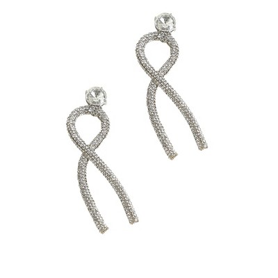 Women's Twisted Bling Drop Earrings - Chalice Silver