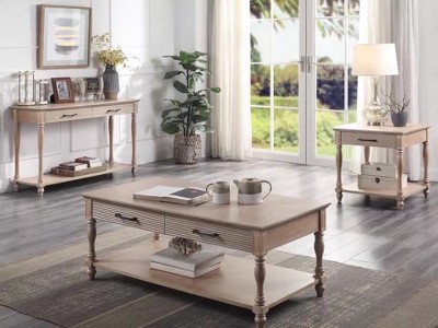 Antique White Wooden Ariolo Sofa Table with Storage