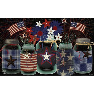 Briarwood Lane American Mason Jar Patriotic Doormat Primitive Indoor Outdoor 30" x 18" - 1 of 4