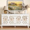 Heynemo Carved Sideboard Cabinet with Storage, 63'' Modern Buffet Cabinet with Mirrored Door and Adjustable Shelves, Accent Cabinet for Entryway - 2 of 4