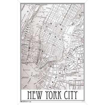 Trends International New York Map Framed Wall Poster Prints